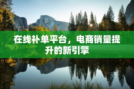 在线补单平台，电商销量提升的新引擎