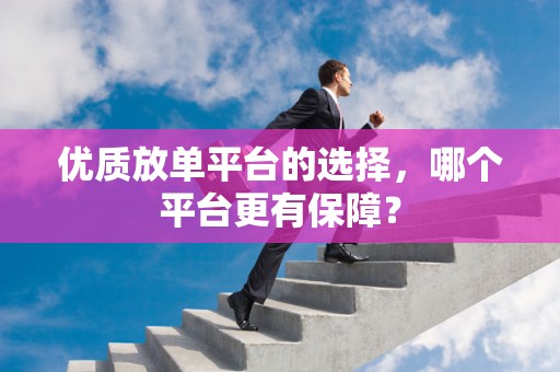 优质放单平台的选择，哪个平台更有保障？