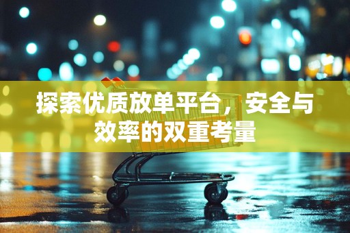 探索优质放单平台，安全与效率的双重考量