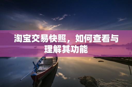 淘宝交易快照，如何查看与理解其功能