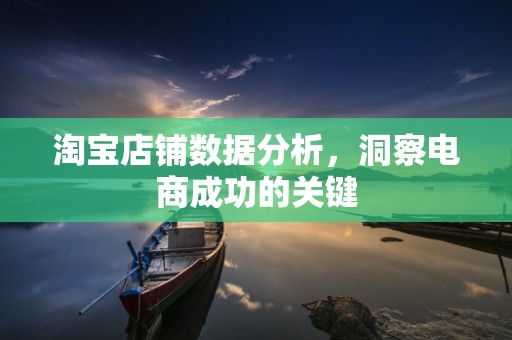 淘宝店铺数据分析，洞察电商成功的关键