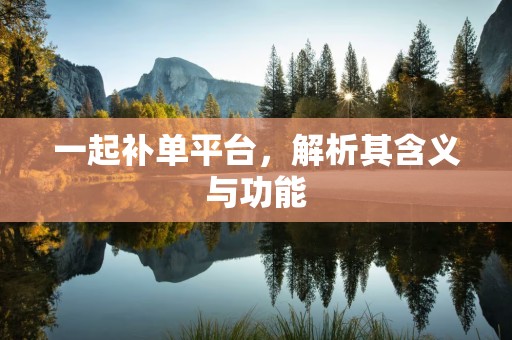 一起补单平台，解析其含义与功能