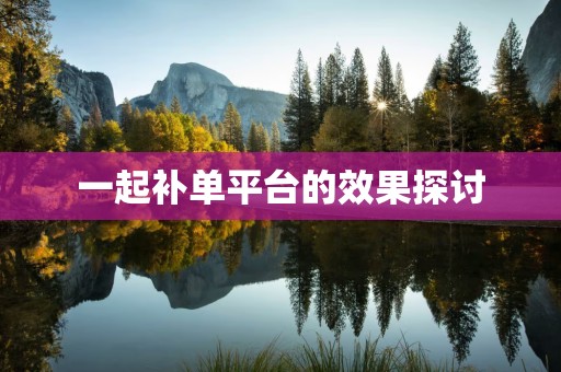 一起补单平台的效果探讨