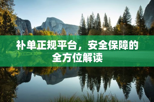 补单正规平台，安全保障的全方位解读