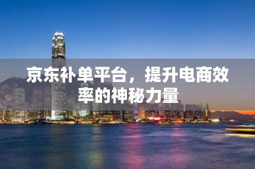 京东补单平台，提升电商效率的神秘力量