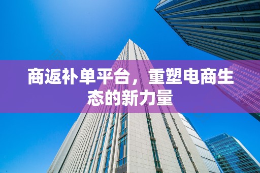 商返补单平台，重塑电商生态的新力量