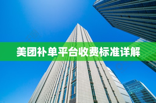 美团补单平台收费标准详解