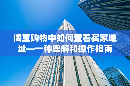 淘宝购物中如何查看买家地址—一种理解和操作指南
