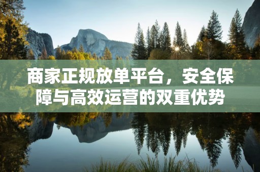 商家正规放单平台，安全保障与高效运营的双重优势