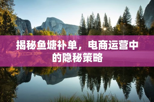 揭秘鱼塘补单，电商运营中的隐秘策略