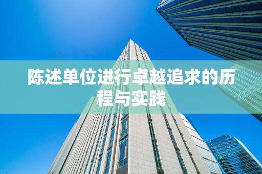 陈述单位进行卓越追求的历程与实践