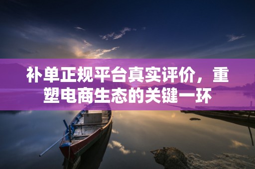补单正规平台真实评价，重塑电商生态的关键一环