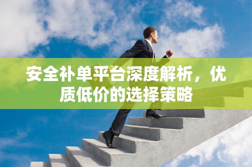 安全补单平台深度解析，优质低价的选择策略