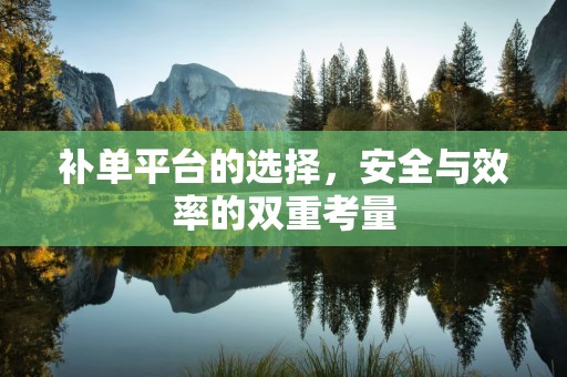 补单平台的选择，安全与效率的双重考量
