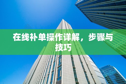 在线补单操作详解，步骤与技巧