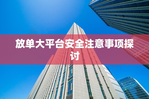 放单大平台安全注意事项探讨