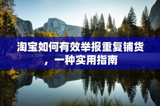 淘宝如何有效举报重复铺货，一种实用指南