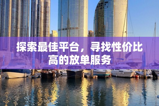 探索最佳平台，寻找性价比高的放单服务