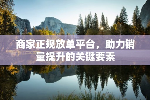 商家正规放单平台，助力销量提升的关键要素