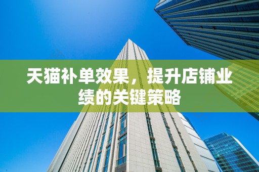 天猫补单效果，提升店铺业绩的关键策略