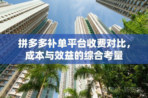 拼多多补单平台收费对比，成本与效益的综合考量