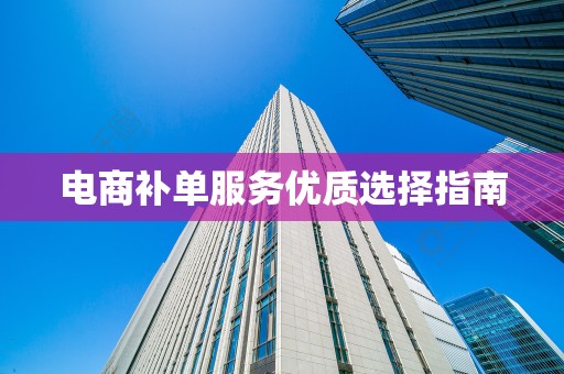 电商补单服务优质选择指南
