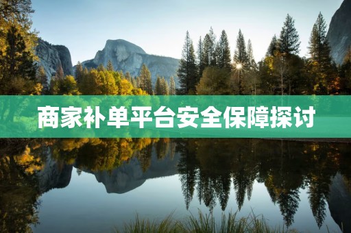 商家补单平台安全保障探讨