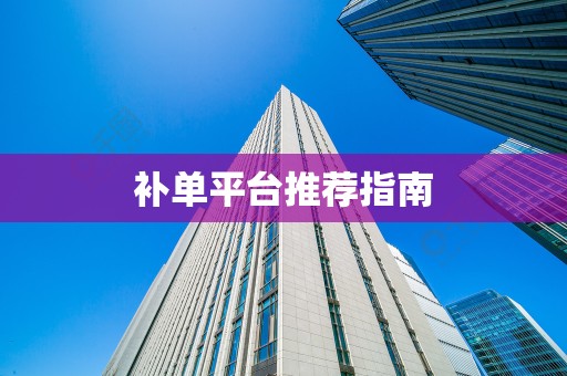 补单平台推荐指南