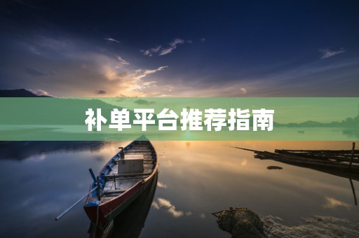 补单平台推荐指南