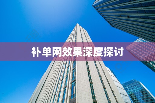 补单网效果深度探讨