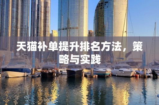 天猫补单提升排名方法，策略与实践