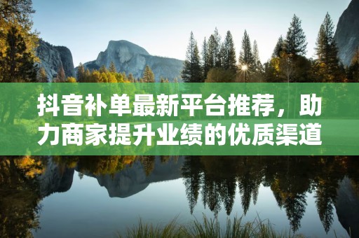 抖音补单最新平台推荐，助力商家提升业绩的优质渠道