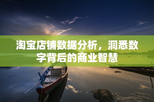 淘宝店铺数据分析，洞悉数字背后的商业智慧