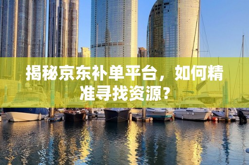 揭秘京东补单平台，如何精准寻找资源？