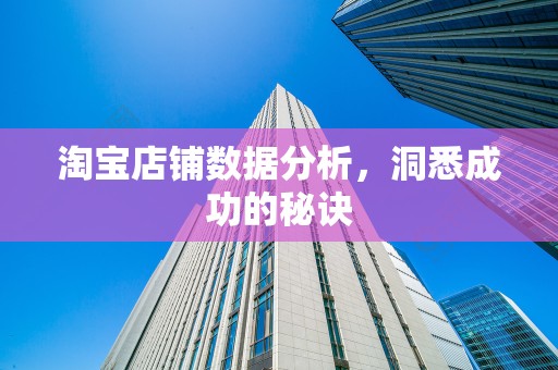 淘宝店铺数据分析，洞悉成功的秘诀