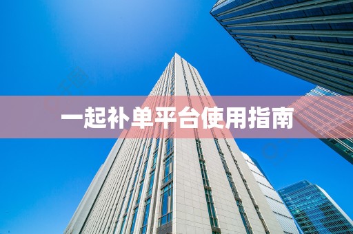 一起补单平台使用指南