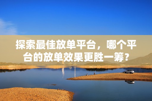 探索最佳放单平台，哪个平台的放单效果更胜一筹？