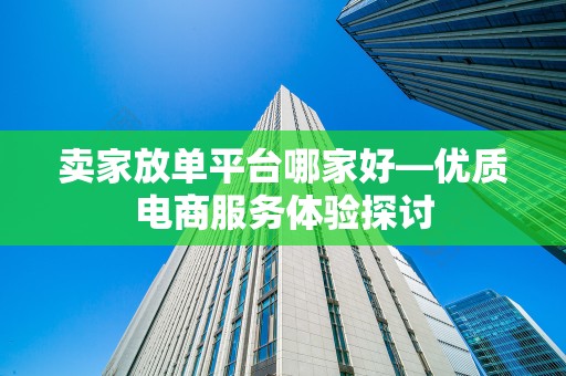 卖家放单平台哪家好—优质电商服务体验探讨