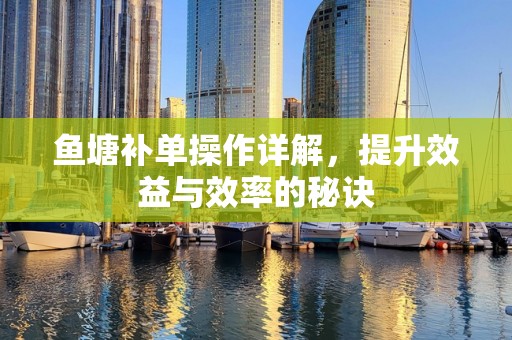 鱼塘补单操作详解，提升效益与效率的秘诀