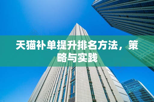 天猫补单提升排名方法，策略与实践