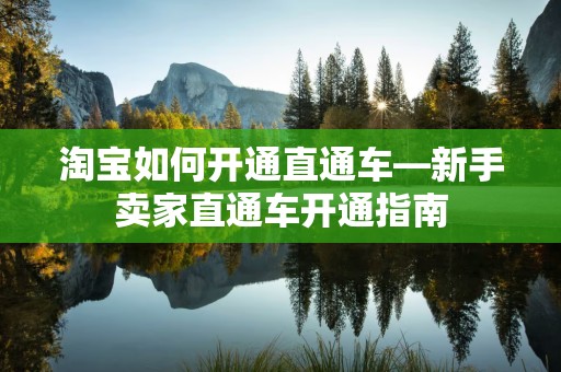 淘宝如何开通直通车—新手卖家直通车开通指南