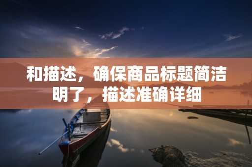 和描述，确保商品标题简洁明了，描述准确详细