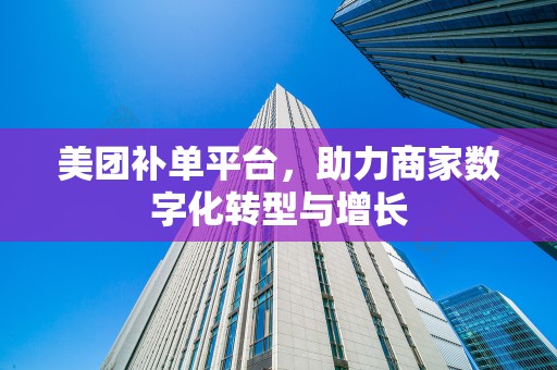 美团补单平台，助力商家数字化转型与增长