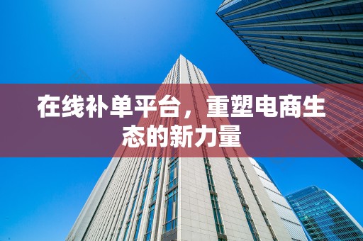 在线补单平台，重塑电商生态的新力量