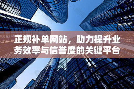 正规补单网站，助力提升业务效率与信誉度的关键平台