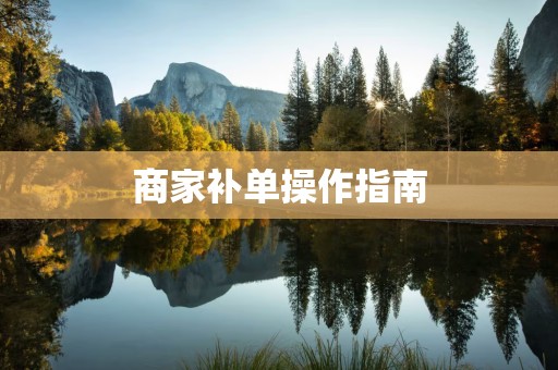 商家补单操作指南