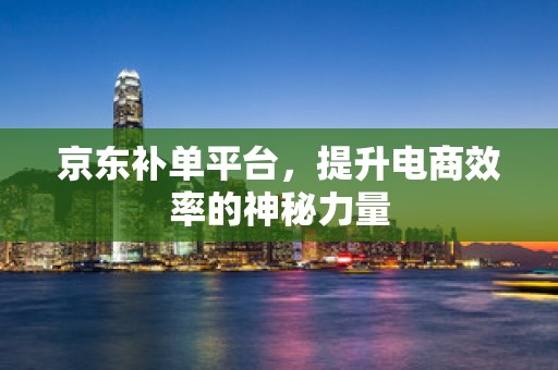 京东补单平台，提升电商效率的神秘力量