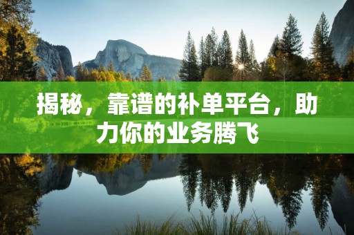 揭秘，靠谱的补单平台，助力你的业务腾飞