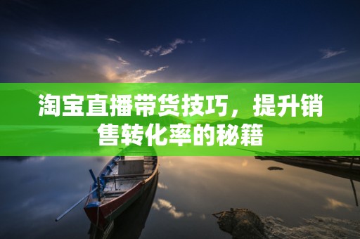 淘宝直播带货技巧，提升销售转化率的秘籍