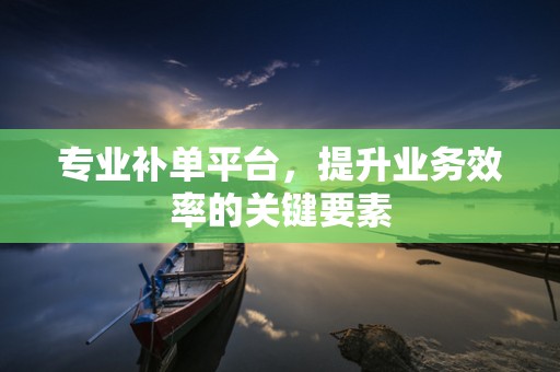 专业补单平台，提升业务效率的关键要素